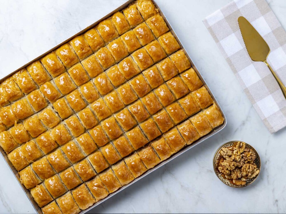Baklava with Walnut on a Tray - 