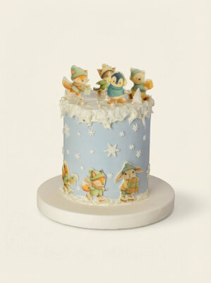 Buz Pateni Sevimli Hayvanlar Pasta - 