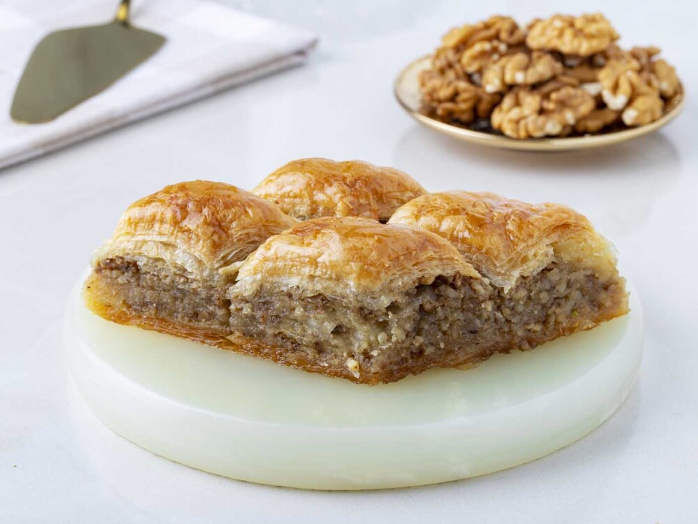 Classic Turkish baklava with walnuts - 