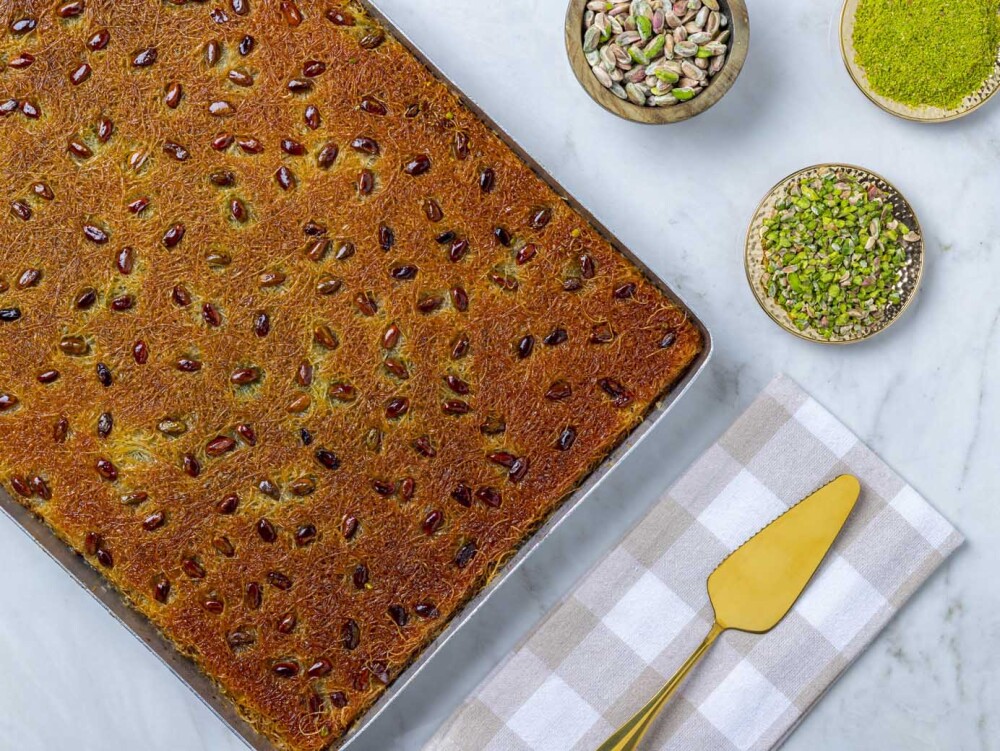 Kadayif with Pistachios in a tray - 