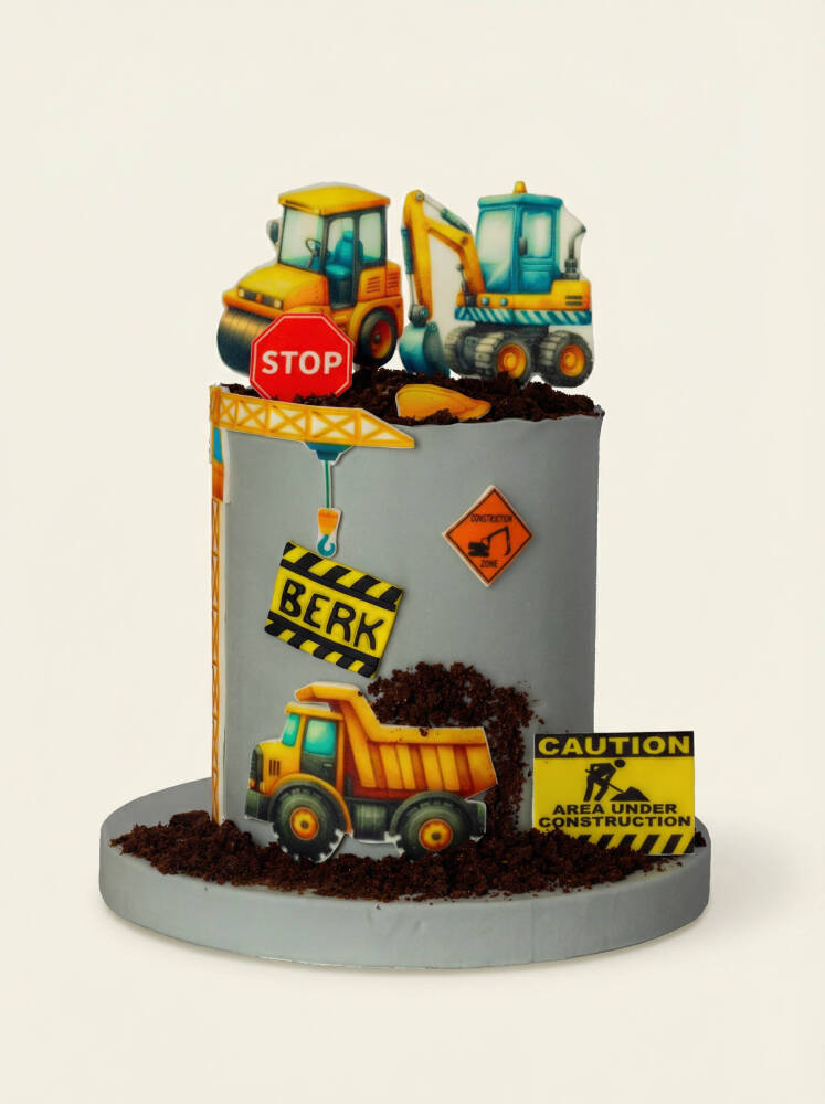 Şantiye-İş makinaları Temalı Pasta - 1