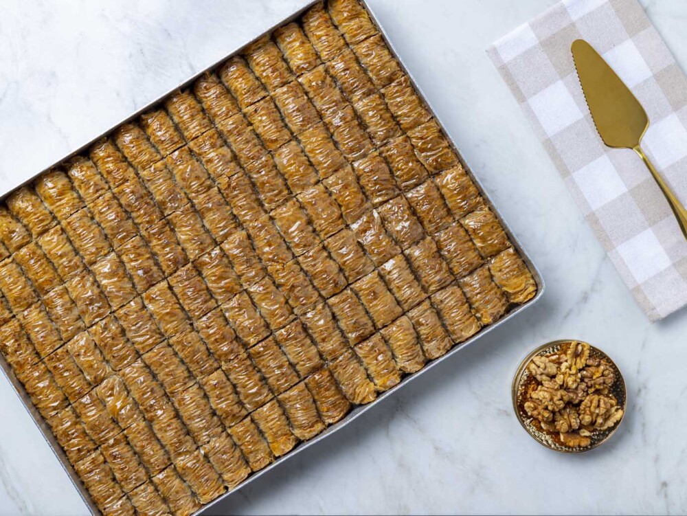 Wrap Baklava with Walnut on a Tray - 